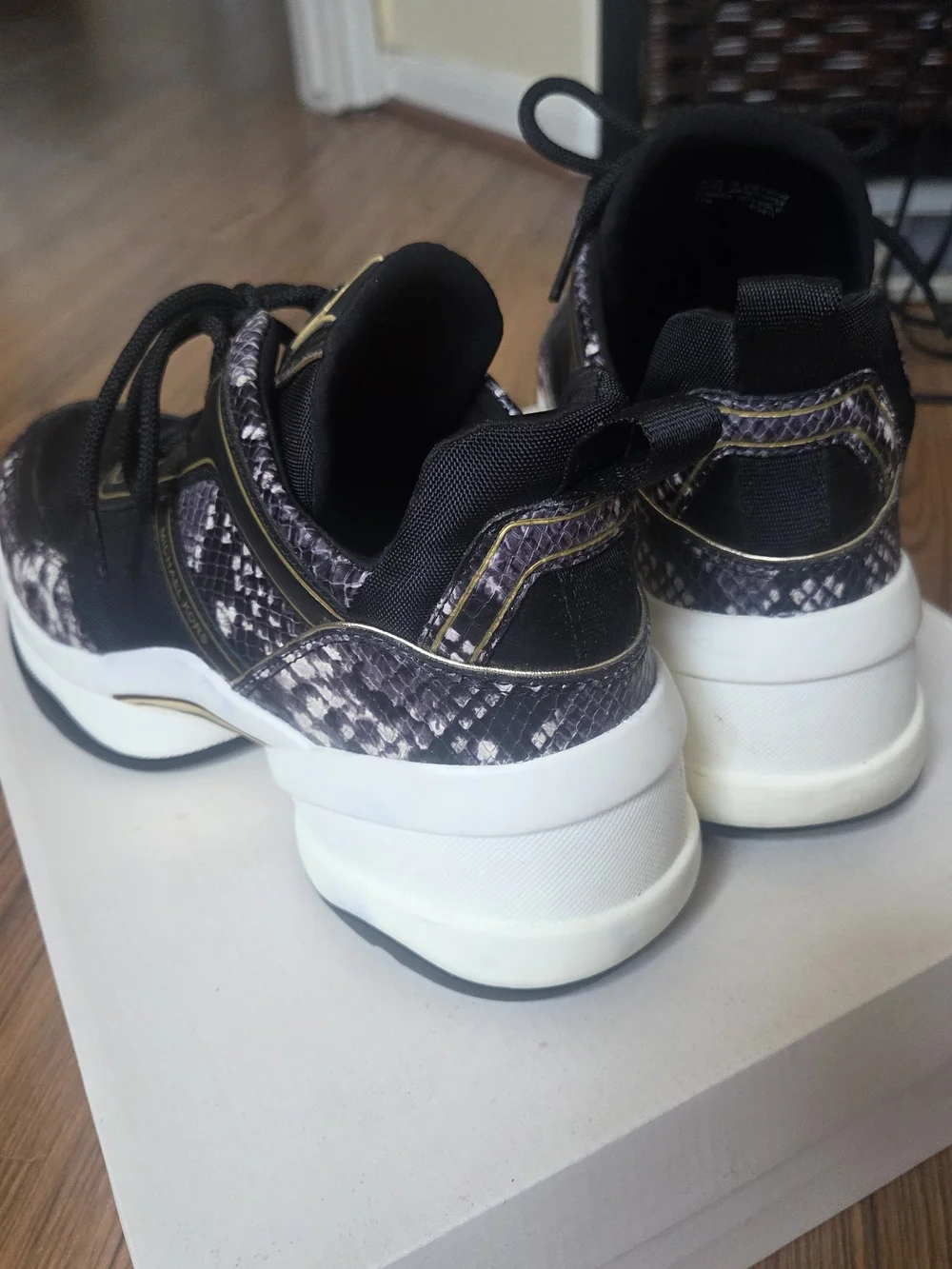 Michael Kors Women's Black Snake-Print Platform Sneakers